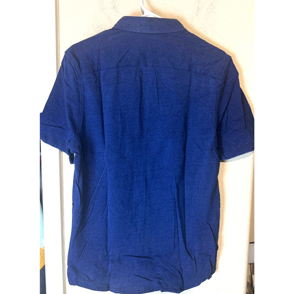 Construct Men's S Button Up Shirt Navy blue indigo short sleeve 100% cotton NWT - Picture 6 of 7